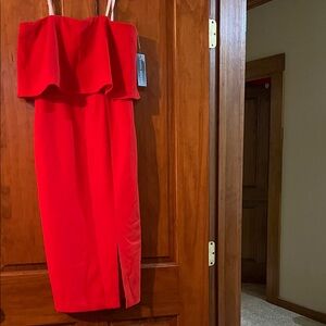 Donna Morgan Vibrant Red Strapless Dress Sz 6
